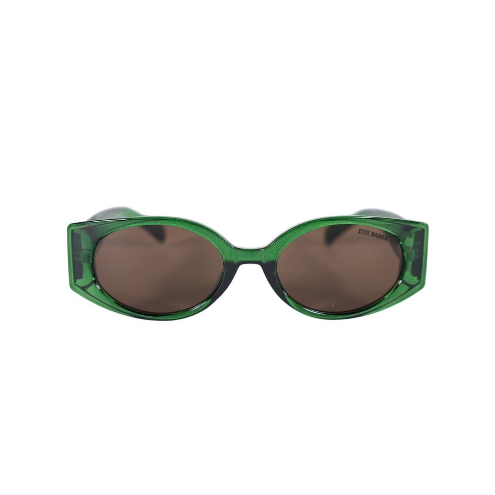 Steve Madden NANCEE Narrow Oval Sunglasses - Transparent Green / Grey - NWT